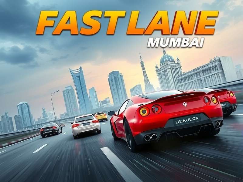 Fast Lane Mumbai Game Cover featuring Mumbai's skyline and racing cars